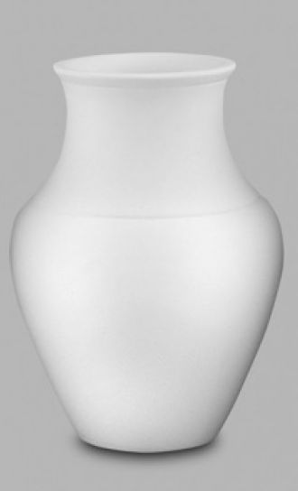 White ceramic vase, smooth surface, ready for glazing and decoration, showcasing a classic pottery shape. Ideal for sculpting.