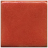 Glossy red ceramic glaze sample square, ideal for pottery and sculpture, showcasing vibrant color suitable for decorative applications.
