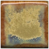 Glaze sample tile featuring a rich brown border and a textured gold center, showcasing a unique surface variation.
