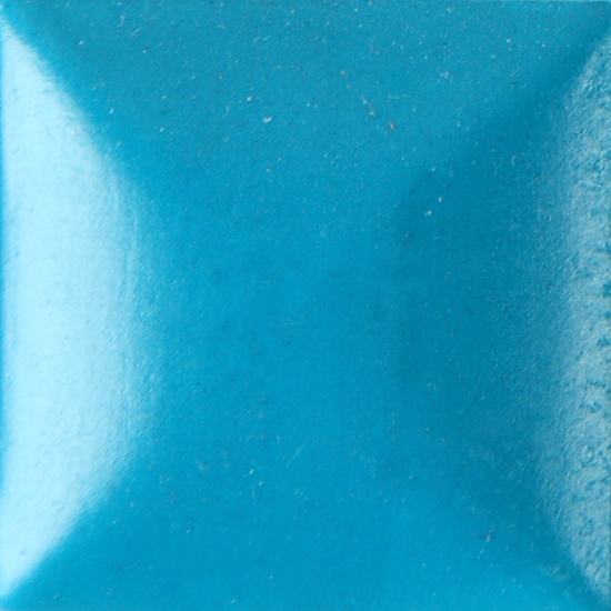 Glossy turquoise glaze sample tile, ideal for ceramics and pottery projects. Perfect for decorative finishes.