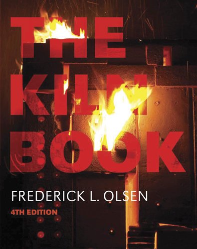 Cover of The Kiln Book by Frederick L. Olsen, featuring a kiln with flames, highlighting firing techniques for ceramics.