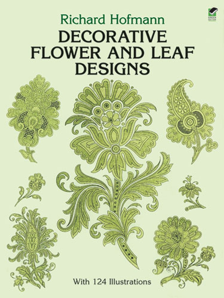 Decorative designs of flowers and leaves in green tones, showcasing intricate patterns for ceramic decoration inspiration.