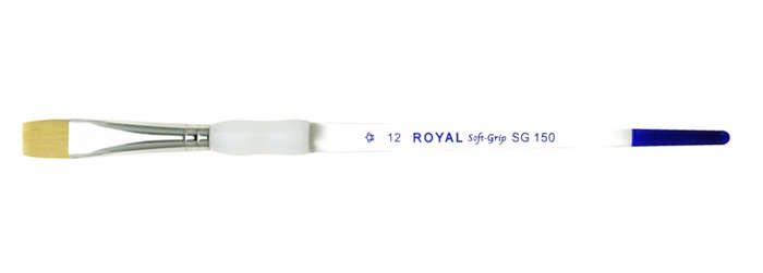 Royal Soft Grip SG 150 size 12 brush with a flat bristle head, ideal for glazing and painting ceramics.
