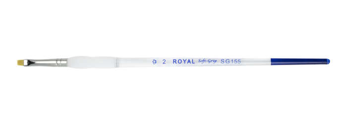 Detail of a Royal Soft Grip brush size #2, featuring a flat tip, ideal for ceramics painting and decorating techniques.