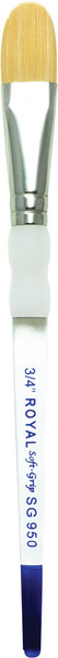Stiff bristle flat brush, ¾ inch wide, labeled ROYAL 9360 GS 950, ideal for glazing and decorating pottery.