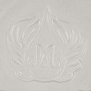 Embossed white clay with a detailed design featuring a stylized 'M' and decorative elements, ideal for pottery decoration.