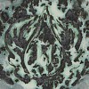 Close-up of a ceramic glaze with a marbled effect in teal and black tones, showcasing texture and depth for pottery decoration.