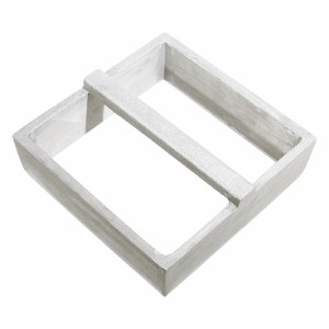 Ceramic trimming tool with a rectangular frame, designed for shaping and refining clay pottery surfaces.