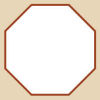 White octagonal ceramics template with a brown rim, suitable for glazing and decorating in pottery projects.