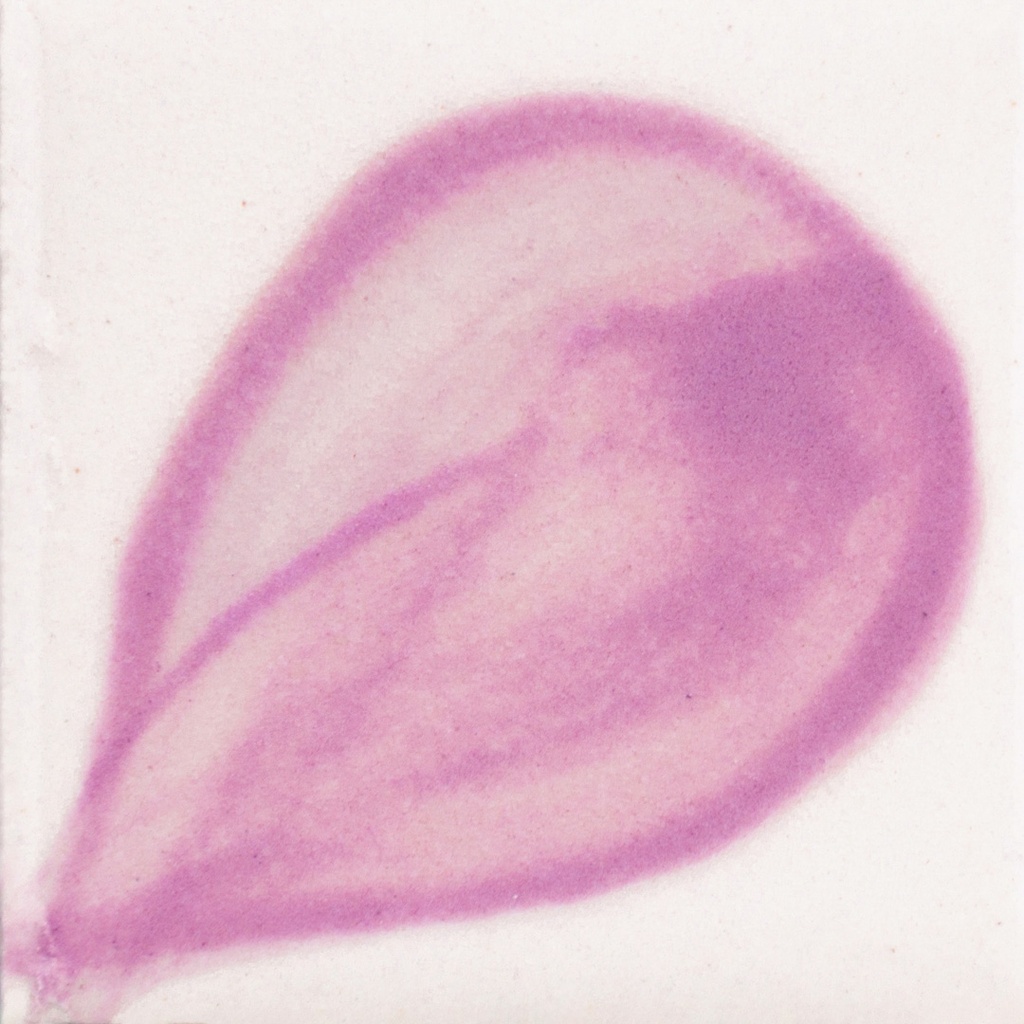 Swatch of purple ceramic glaze showing a smooth gradient, ideal for pottery and decorative ceramics applications.