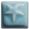 Square blue glaze tile featuring a raised starfish design, ideal for decorative pottery and ceramic projects.