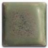 Glaze sample swatch in earthy green with speckles, showcasing a smooth finish ideal for pottery decoration.