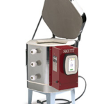 Skutt electric kiln with an open lid, showcasing digital controls for firing ceramics and pottery at Georgies Ceramic & Clay Company.