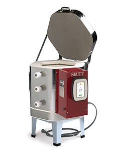 kilns-2 Skutt electric kiln with an open lid, showcasing digital controls for firing ceramics and pottery at Georgies Ceramic & Clay Company.
