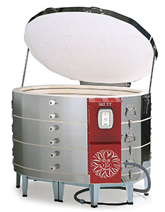 kilns-5 High-quality electric kiln with a top lid open, for firing ceramics and pottery at Georgies Ceramic & Clay Company.