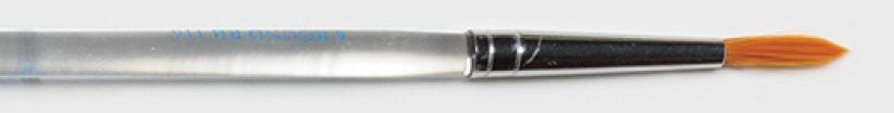Golden-tipped ceramic brush with a silver ferrule, ideal for glazing and decorating pottery at Georgies Ceramic & Clay Company.