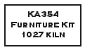 Label for KA354 Furniture Kit compatible with 1027 kiln, used for ceramic firing support and studio supplies.