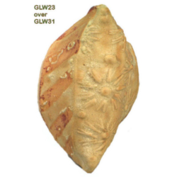 GLW23 + GLW31 Textured ceramic piece showcasing GLW23 glaze over GLW31, featuring floral patterns and earthy tones.